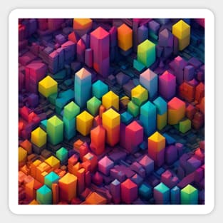 Rainbow Color Square Cylinder Pattern Sticker